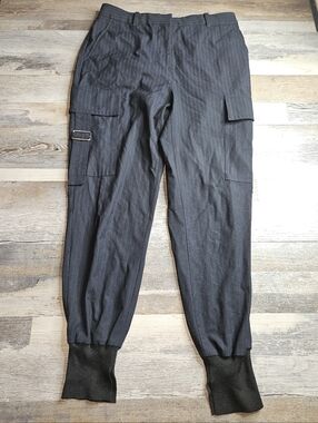 3-1 3.1 Phillip Lim Navy Pinstripes Cargo Track Pants Size 4